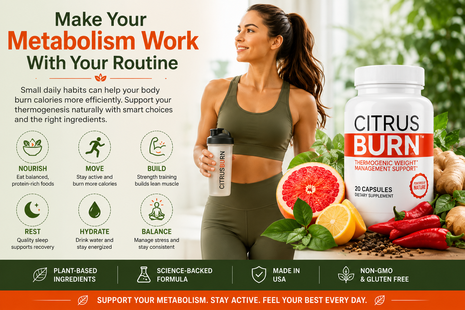 Citrus Burn metabolism support with healthy routine and thermogenic ingredients